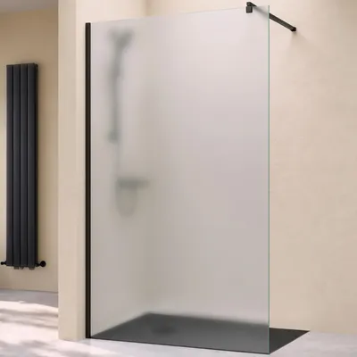 Produktbild von doporro Duschwand für Dusche Duschabtrennung 120x200cm Schwarz Walk-In Dusche 8mm ESG-Sicherheitsglas Vollsatiniert inkl. NANO Bremen01VS