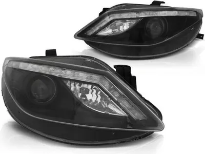 Produktbild von Scheinwerfer LED Tagfahrlicht Optik passend für Seat Ibiza 6J 08-12 Schwarz LED Blinker