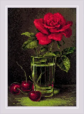 Obrázok produktu pre Súprava Riolis na vyšívanie krížikom "Rose and sweet cherry", počítaný vzor, 15x21cm