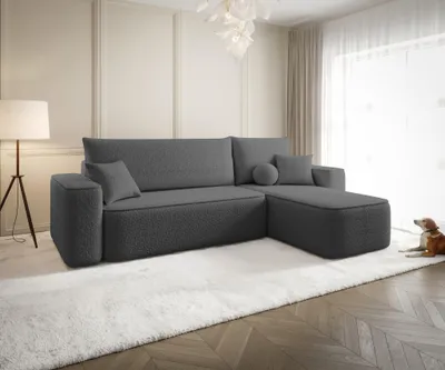 Produktbild von Ecksofa Schlafsofa Sofa AGEPO Stoff Quelle Anthrazit Ottomane Rechts