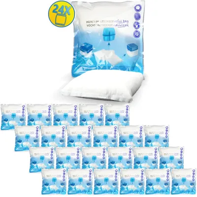 Produktbild von 24x Luftentfeuchter Granulat 400g Nachfüllpack universal Feuchtigkeits-Stopper Beutel