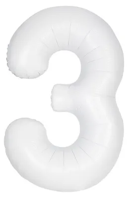 Produktbild von Unique Folienballon Zahl 3 weiß XL 86 cm