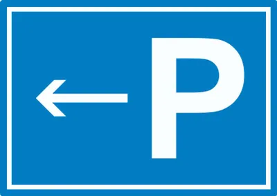 Produktbild von P Parkplatz Aufkleber mit Richtungspfeil links waagerecht A4 (210x297mm)