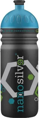 Produktbild von Antibakterielle Sportflasche nanosilver schwarz/blau