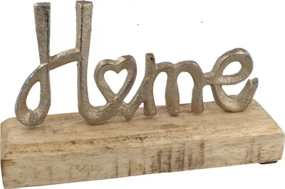 Produktbild von Schriftzug "Home" Alu auf Holzfuß, groß