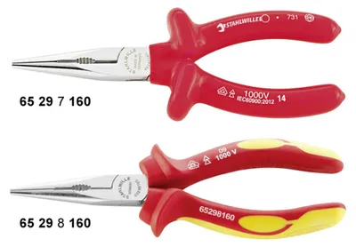 Produktbild von Stahlwille 6529 VDE-Flachrundzangen mit Schneide 160 mm, tauchisoliert 65297160