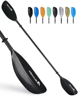 Produktbild von Kajakpaddel, verstellbar, 210 cm bis 230 cm, 3-teilige Doppelpaddel, schwimmende Kajakpaddel, Bootsruder, Kanupaddel für Kajaks, Schaft aus Aluminiumlegierung, Kunststoffflügel, schwarz