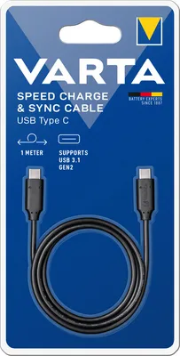 Image de Varta 57947 101 401 Varta Speed Charge & Sync Kabel USB-C to USB-C schwarz 1m