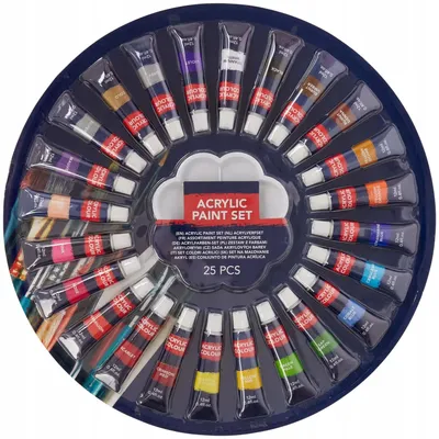 Zdjęcie produktu dla Van Bleiswijck Acrylic Colours Set - 24x 12ml + paleta do mieszania - Wysoce napigmentowane farby artystyczne do płótna, drewna i papieru - Idealne do sztuki i hobby