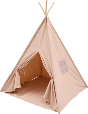 Image de Sunny Vera Tente Tipi Chambre Enfant, Sandy Beige | Coton Naturel | Tente De Jeu Avec Tapis De Sol Inclus | Dimensions 110 X 110 X 160 Cm | A Partir