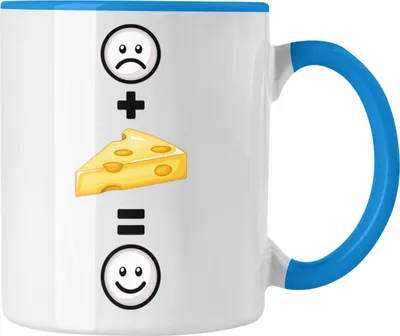 Produktbild von Trendation - Käse Tasse Geschenk für Käse-Liebhaber Fans Lustige Geschenkidee :( + Käse = :) Geburtstag (Blau)