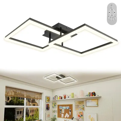 Immagine prodotto di VA-Cerulean, plafoniera LED a forma di doppio quadrato, 72W, dimmerabile con telecomando, lampada da soffitto moderna e geometrica, ideale per soggiorno, camera da letto, cucina e ufficio