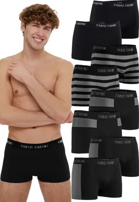 Produktbild von Fabio Farini - 8 Stück Herren Unterhosen - Männer Retroshorts aus weicher Microfaser im sportlichen Look mit Logoschriftzug