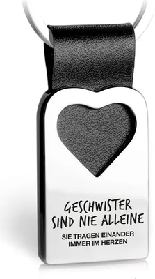 Produktbild von FABACH Herz Schlüsselanhänger mit Gravur aus Leder - Bruder und Schwester Geschenke Anhänger - Geschenk für Schwester und Bruder zum Geburtstag - Geschwister sind nie allein