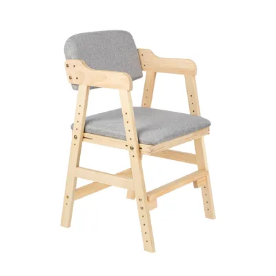 Produktbild von Hochstuhl höhenverstellbarer Holzhochstuhl für kinder von 2 bis 12 Jahren,zum Essen und Lernen Grau