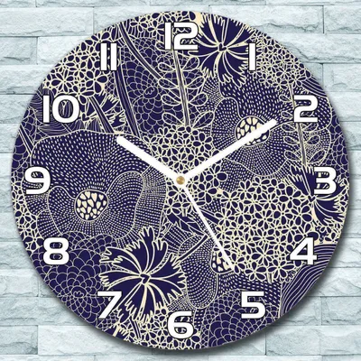 Produktbild von Wanduhr aus Glas Rund fi 30 Vintage Blumen Quarz Deko Wohnzimmer Büro