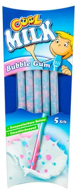 Obrázek produktu pro Cool Milk brčko Bubble Gum žvýkačka k pití 5 kusů 30 g
