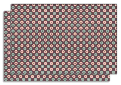 Produktbild von Wallario Frühstücksbrettchen 2er Set aus Glas, je 20 x 30 cm, mit rutschfesten Füßen, Motiv Muster mit grünen und rosa-farbenen Blüten