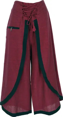 Produktbild von Palazzohose, Boho Hosenrock, Orienthose, Sommerhose - Weinrot, Damen, Baumwolle, Größe: S