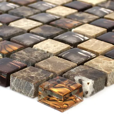 Produktbild von Glas Naturstein Mosaikfliesen Bergamo Beige Braun