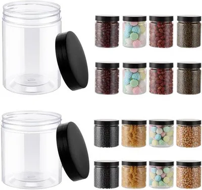 Image de Lot de 16 boîtes hermétiques en plastique de 240 ml et 420 ml, sans BPA, transparentes, pour épices, céréales et bonbons