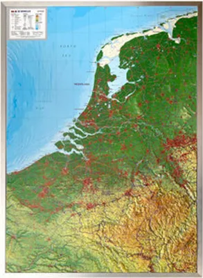 Image de Relief Belelux 1:700.000 avec cadre en aluminium