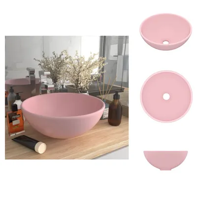 Produktbild von vidaXL Luxus-Waschbecken Rund Matt Rosa 32,5x14 cm Keramik -  Badezimmer-Waschbecken