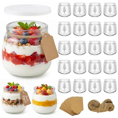 Dessertgläser 200 ml, 20er Pack, transparent, mit Deckel, Tulpenform