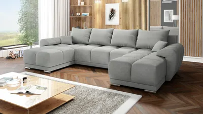Zdjęcie produktu dla Nowoczesny Duży Narożnik Honey U 362 Cm Szara Rogówka Do Salonu Mo-84