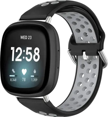 Productafbeelding van imoshion Siliconen sport bandje voor de Fitbit Versa 4 / 3 / Sense (2) - Black / Grey