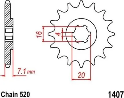 Zdjęcie produktu dla Zębatka 10Z skok 520 do przedniej zębatki KAWASAKI KFX 80 A 03-06
