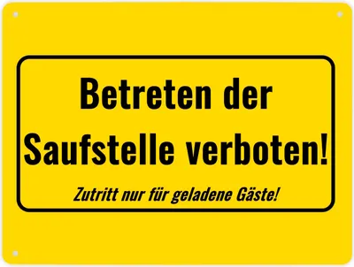Produktbild von Metallschild XL in 21x28 cm mit Alkohol-Spruch Betreten der Saufstelle