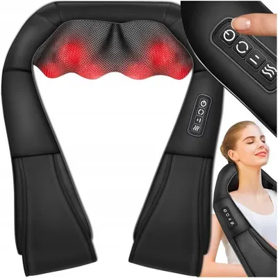 Obrázek produktu pro Shiatsu masážní přístroj na krk a záda s vyhříváním, 16 hlavic