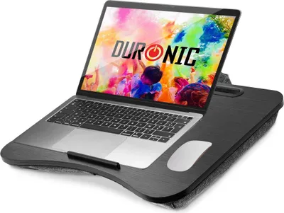 Produktbild von Duronic DML432 Laptopständer | Ergonomischer Laptop Tisch mit Kissen | Laptop Halterung mit Schaumstoffkissenstütze |Große Plattform mit integriertem Griff | Ideal für Bett, Sofa, Auto