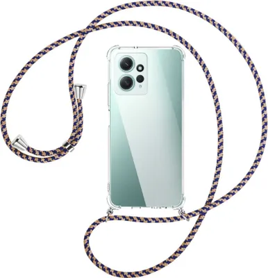 Produktbild von Handykette Backcover-Schutzhülle mit Band (Metall silberfarben) für Xiaomi Redmi Note 12 4G (6.67'') - blau+beige