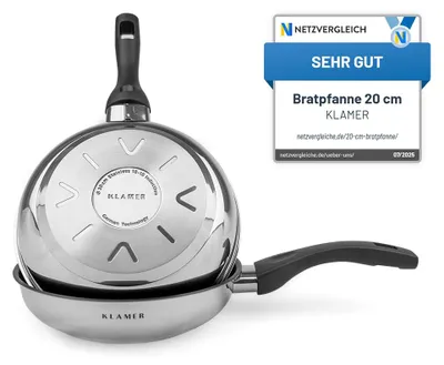 Bratpfanne 20 cm, Induktion, antihaftbeschichtet, Edelstahl