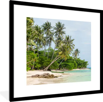 Produktbild von MuchoWow® Gerahmtes Poster Palmen - Strand - Sommer - Tropisch 40x40 cm - Poster mit Schwarzem Bilderrahmen Wandposter Rahmen Foto Bilder - Poster - Plakat im Rahmen
