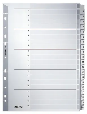 Produktbild von Leitz 43260000 Tab-Register Numerischer Registerindex Karton Grau