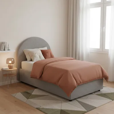 Image de Egle - Lit Simple, Gris, Matelas Inclus Fabriqué en Italie