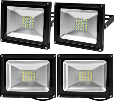 Obrázek produktu pro 4X 30W LED reflektor, Greenmigo IP65 vodotěsný černý teplá bílá 120°LED venkovní reflektor reflektor světlomet AC 85-265V