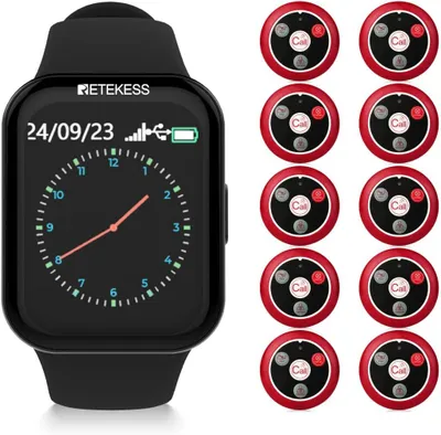 Obrázek produktu pro Retekess TD113 Restaurant Pager System, alarmový systém, elegantní vzhled dotykové obrazovky, 262 ft, IP67, bezdrátový vyvolávací systém, pro restaurace, číšníky