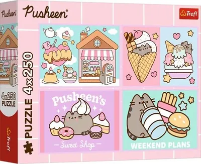Produktbild von TREFL Puzzle Pusheen: Lernen Sie Pusheen 4x250 dlks kennen