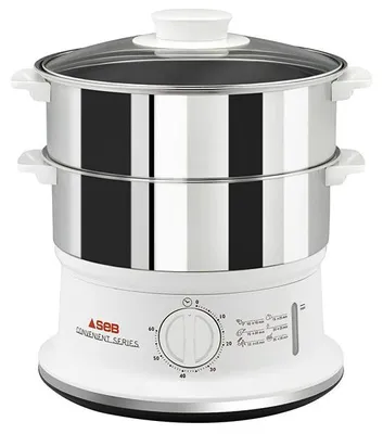 Produktbild von SEB VC145100, 2 Korb/Körbe, Weiß, Edelstahl, Arbeitsplatte, Drehregler, Vorderseite, 6 l