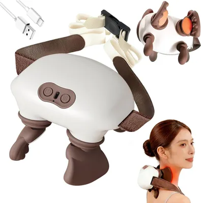 Productafbeelding van Elektrische 4D Shiatsu nekmassageapparaat – Draadloos massageapparaat voor nek en schouders – Diepweefsmassage, oplaadbaar