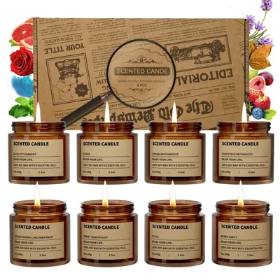 Produktbild von Duftkerzen Geschenkset 8 Stück Sojawachs Aromatherapie für Frauen Muttertag Geburtstag Weihnachten