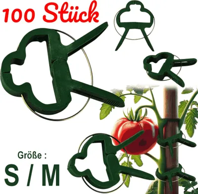 Produktbild von Pflanzenclips 100er Set Rankhilfe Pflanzen Clips Klammern Pflanzenklammern Clip
