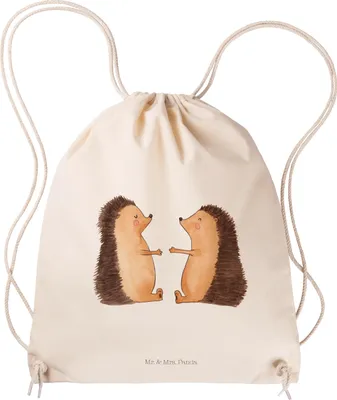 Produktbild von Mr. & Mrs. Panda gym tasche Igel Liebe - Transparent - Geschenk, Freundin, Hochzeit, Säckchen, Hochzeitstag, Jutebeutel, Sportbeutel, sporttasche klein, Beutel