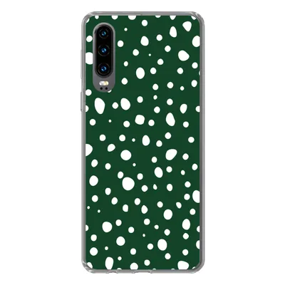 Produktbild von MuchoWow® Handyhülle Schutzhülle Hülle für Huawei P30 Polka dots - Weiß - Grün Silikon Softcase Handy Hülle - Kartenbesitzer