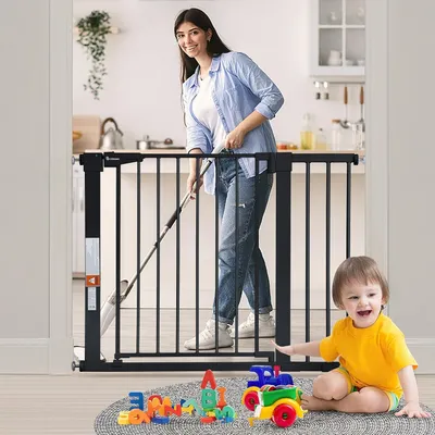 Imagen del producto de Barrera de seguridad para niños, sin necesidad de taladrar, ajustable de 75 a 103 cm, con extensiones de 7 cm y 14 cm