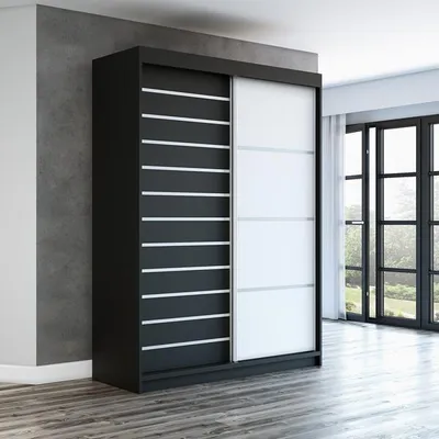 Produktbild von Schwebetürenschrank, 2-türig Schrank! Moderne Garderobe für Kleidung. Verschiedene Farben (Weiß, Schwarz, Somona) Kleiderschrank COLIN 160 cm